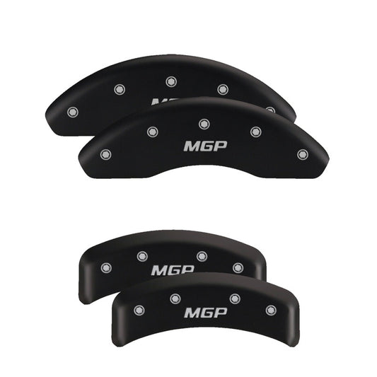 MGP 4 Caliper Covers Engraved Front & Rear Block/Challenger Black finish silver ch