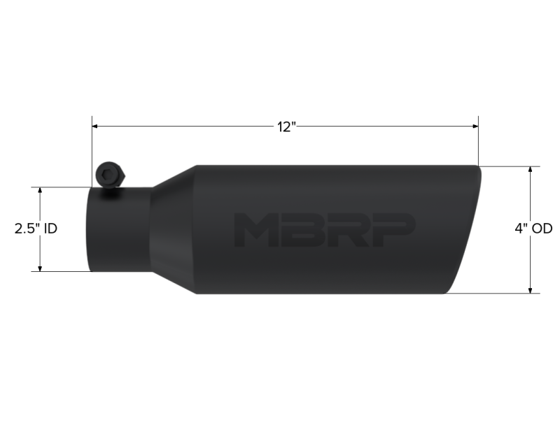 MBRP Universal Tip 4in O.D. Angled Rolled End 2.5in inlet 12in length Black-thumbmail-4