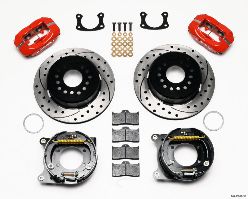 Wilwood Forged Dynalite P/S Park Brake Kit Drilled Red BOP Axle 2.75in Bearing 2.75 Offset-thumbmail-1