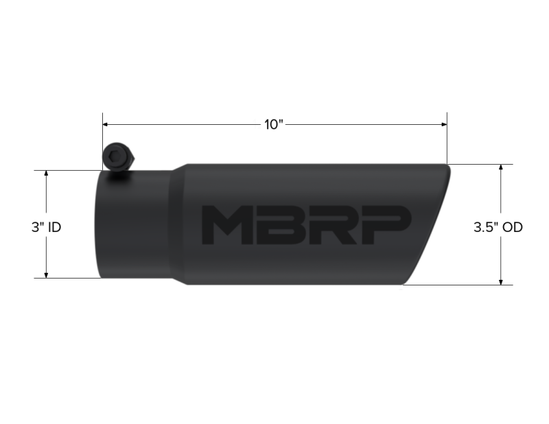 MBRP Universal Tip 3-1/2in O.D. Angled Rolled End - 3in ID Inlet 10in Length - Black-thumbmail-4
