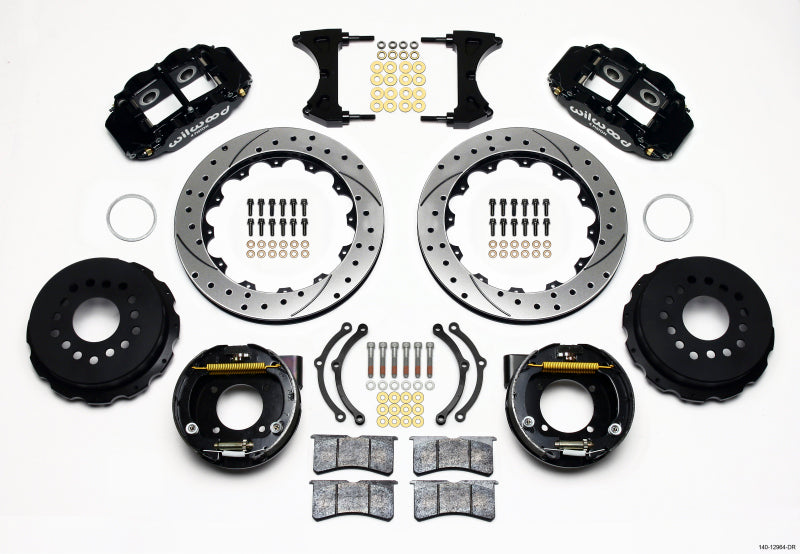 Wilwood Narrow Superlite 4R Rear P-Brk Kit 12.88in Drilled Chevy 12 Bolt w/ C-Clips-thumbmail-1
