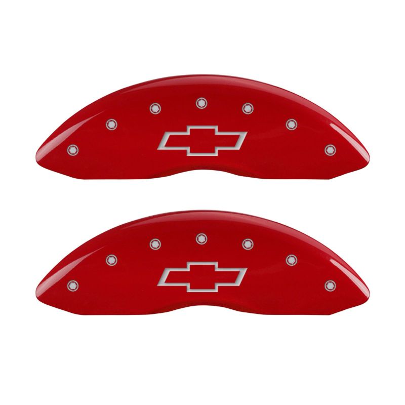 MGP 4 Caliper Covers Engraved Front & Rear Bowtie Red finish silver ch-thumbmail-1