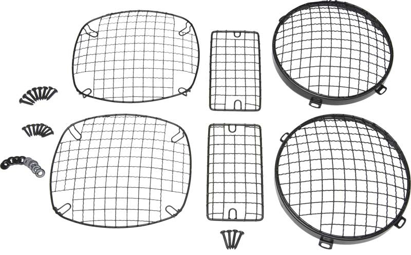 Kentrol 97-06 Jeep Wrangler TJ Wire Mesh Guard Set 6 Pieces - Powdercoat Black-thumbmail-1