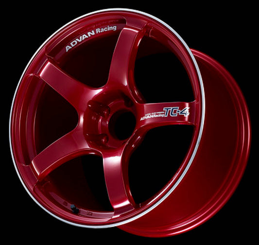 Advan TC4 17x7.5 +35 4-98 Racing Candy Red & Ring Wheel