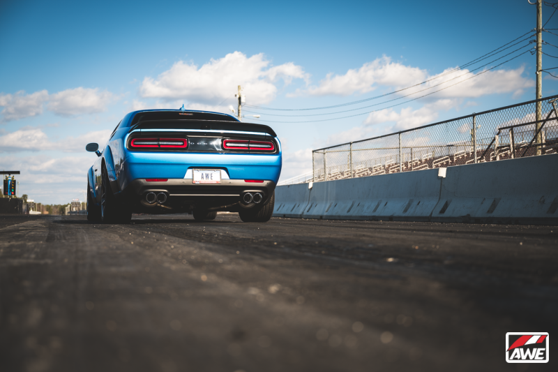 AWE Tuning 2015+ Dodge Challenger 6.4L/6.2L Non-Resonated Touring Edition Exhaust - Quad Silver Tips-thumbmail-2
