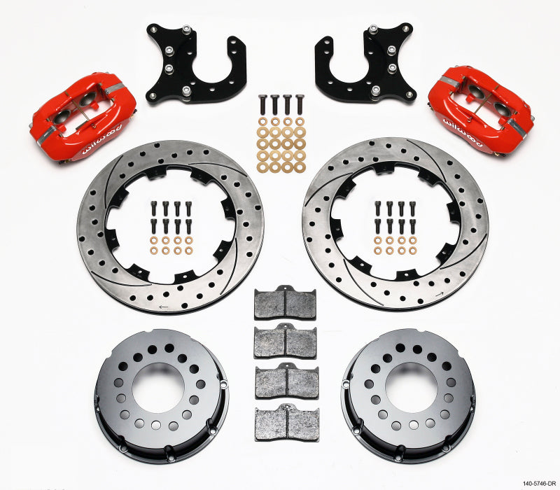 Wilwood Forged Dynalite P/S Rear Kit Drilled Red Chevy 12 Bolt-Spec 3.15in Brng-thumbmail-1