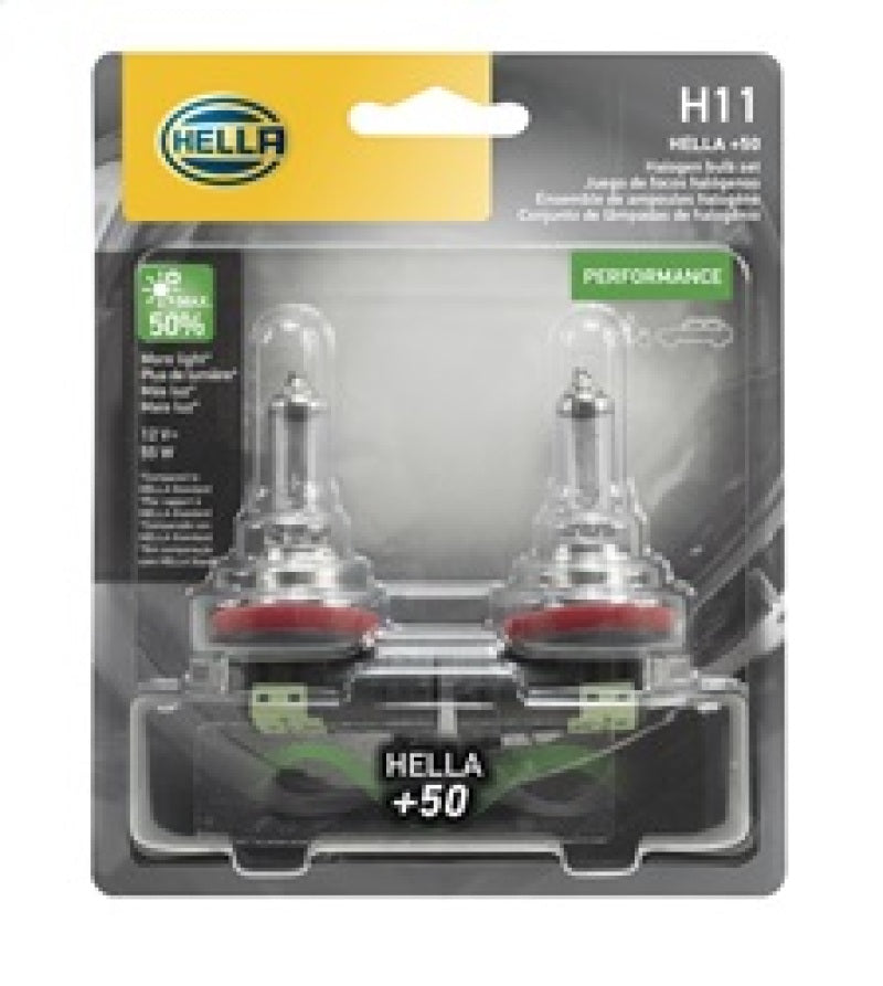 Hella H11 12V 55W PGJ19-2 T4 +50 Performance Halogen Bulb - Pair-thumbmail-2