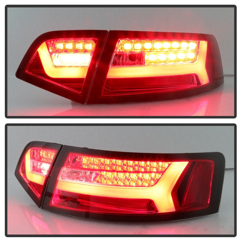 Spyder 09-12 Audi A6 LED Tail Lights - Red Clear (ALT-YD-AA609-LED-RC)