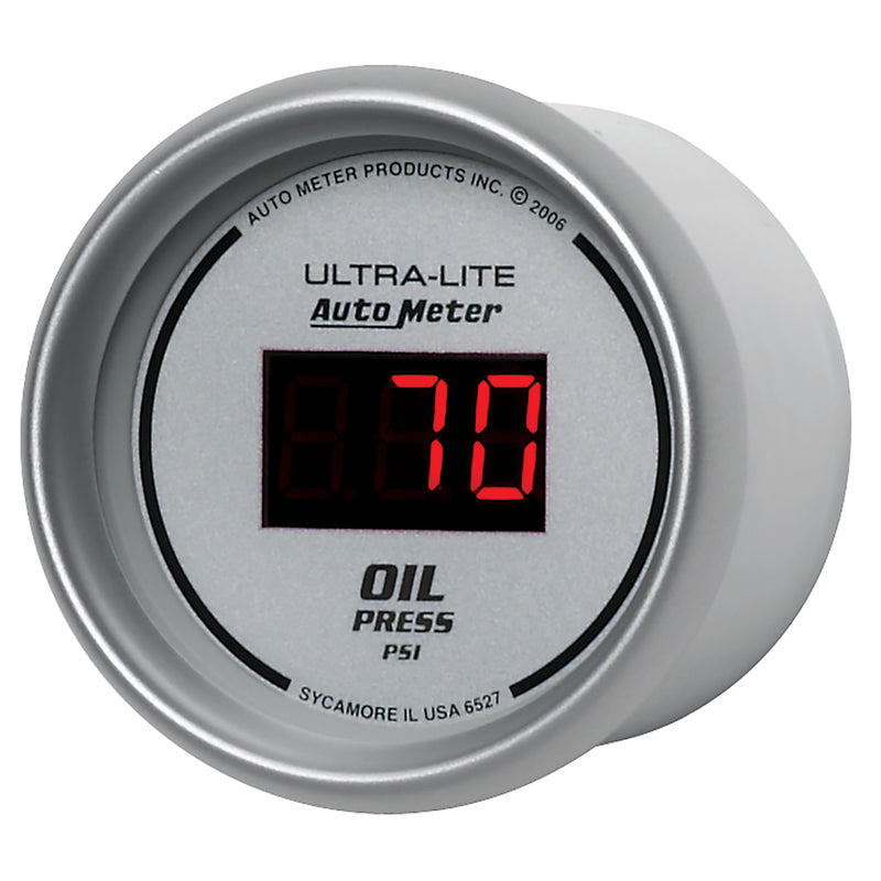 Autometer Ultra-Lite 2-1/16in 100PSI Silver Dial Digital Oil Pressure Gauge w/ Red LED-thumbmail-2