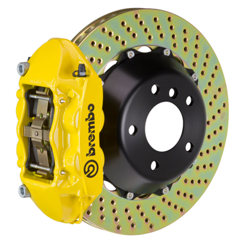 Brembo 06-12 325i (Excl. xDrive) Rear GT BBK 4 Piston Cast 345x28 2pc Rotor Drilled- Yellow