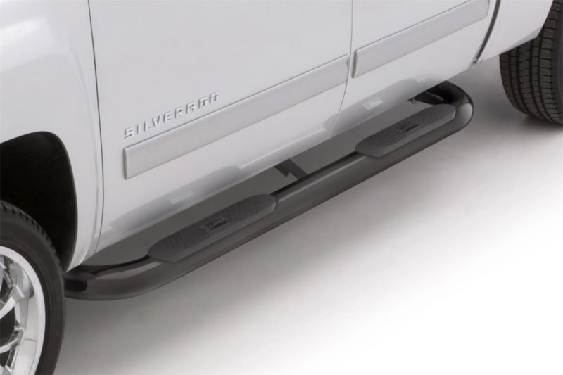 Lund 15-17 Chevy Colorado Crew Cab 4in. Oval Curved Steel Nerf Bars - Black-thumbmail-3