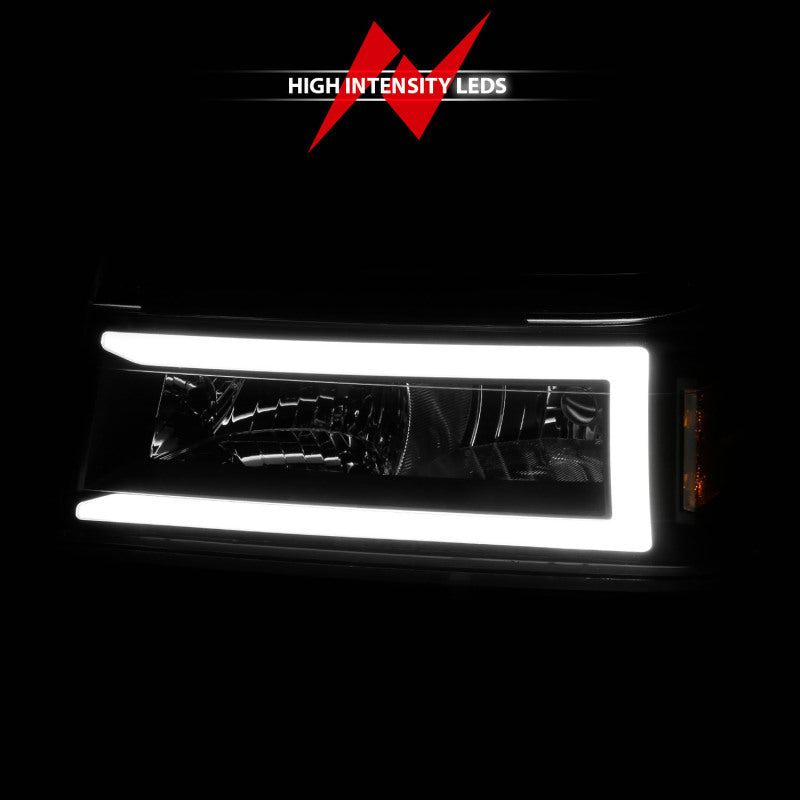 ANZO 04-12 GM Colorado/Canyon/I-Series Crystal Headlights - w/ Light Bar Black Housing 4pcs-thumbmail-3