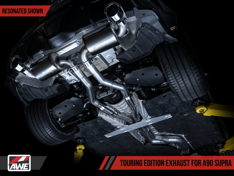 AWE 2020 Toyota Supra A90 Resonated Touring Edition Exhaust - 5in Diamond Black Tips-thumbmail-2