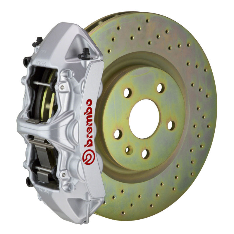 Brembo 05-14 Mustang GT Excl non-ABS Equipped Fr GT BBK 6Pist Cast 355x32 1pc Rtr Slot Type1-Black-thumbmail-1