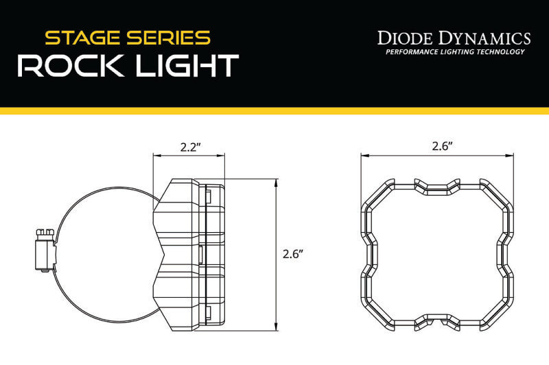 Diode Dynamics Stage Series Rock Light Tube Mount Adapter Kit (one)-thumbmail-2