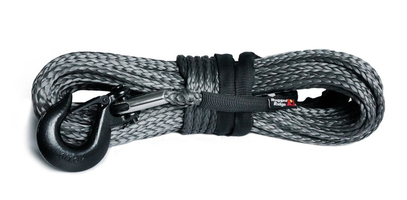 Rugged Ridge Synthetic Winch Line Dark Gray 7/16in x 90 Ft-thumbmail-1