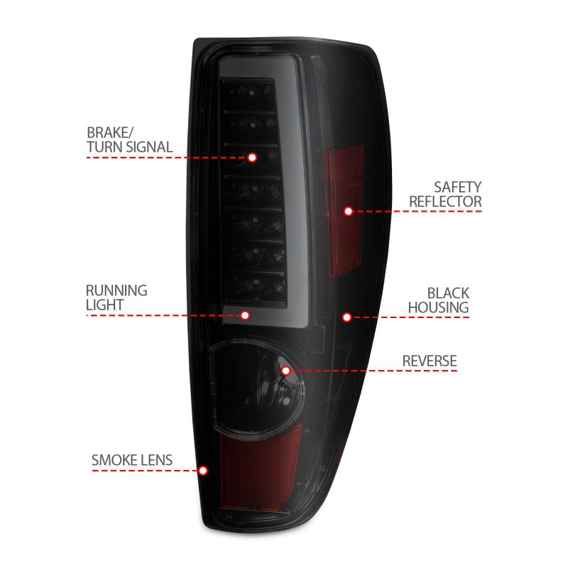 ANZO 2004-2012 Chevrolet Colorado/ GMC Canyon LED Tail Lights w/ Light Bar Black Housing Smoke Lens-thumbmail-3