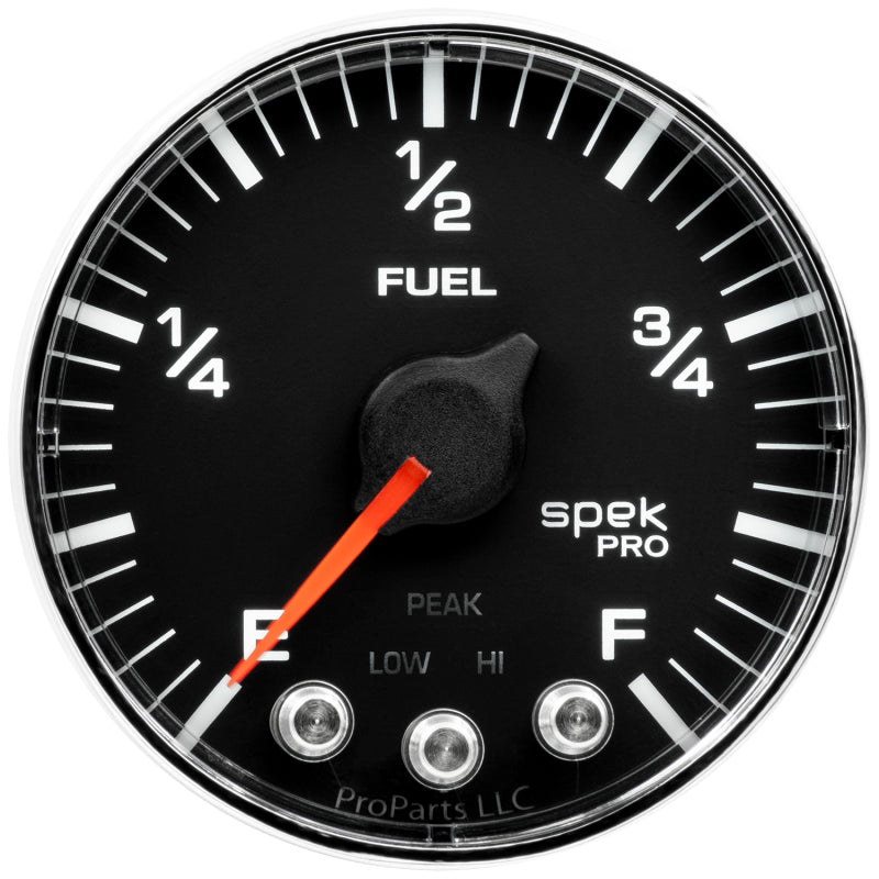 Autometer Spek-Pro Gauge Fuel Level 2 1/16in 0-270 Programmable Blk/Chrm