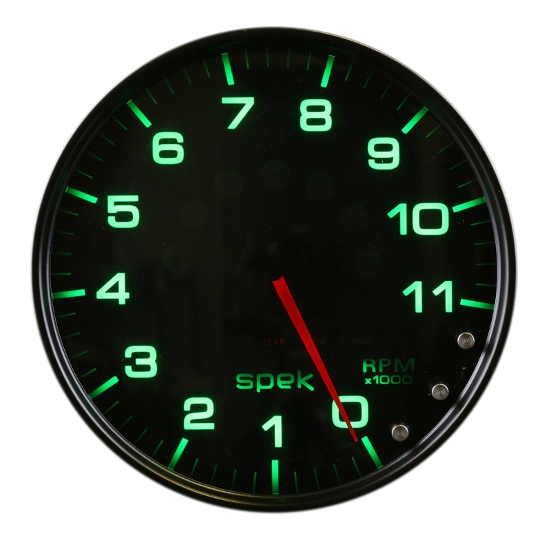 Autometer Spek-Pro Gauge Tachometer 5in 11K Rpm W/Shift Light & Peak Mem Black/Smoke/Black-thumbmail-1