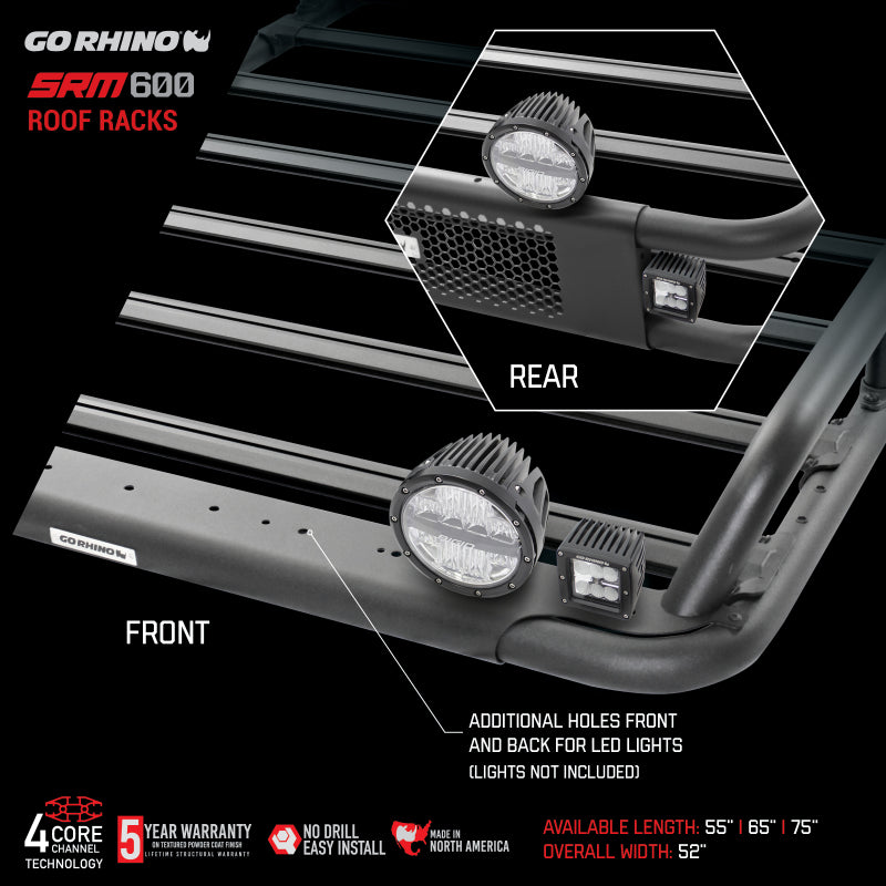 Go Rhino SRM 600 Basket Style Roof Rack 55in. - Tex. Blk-thumbmail-5