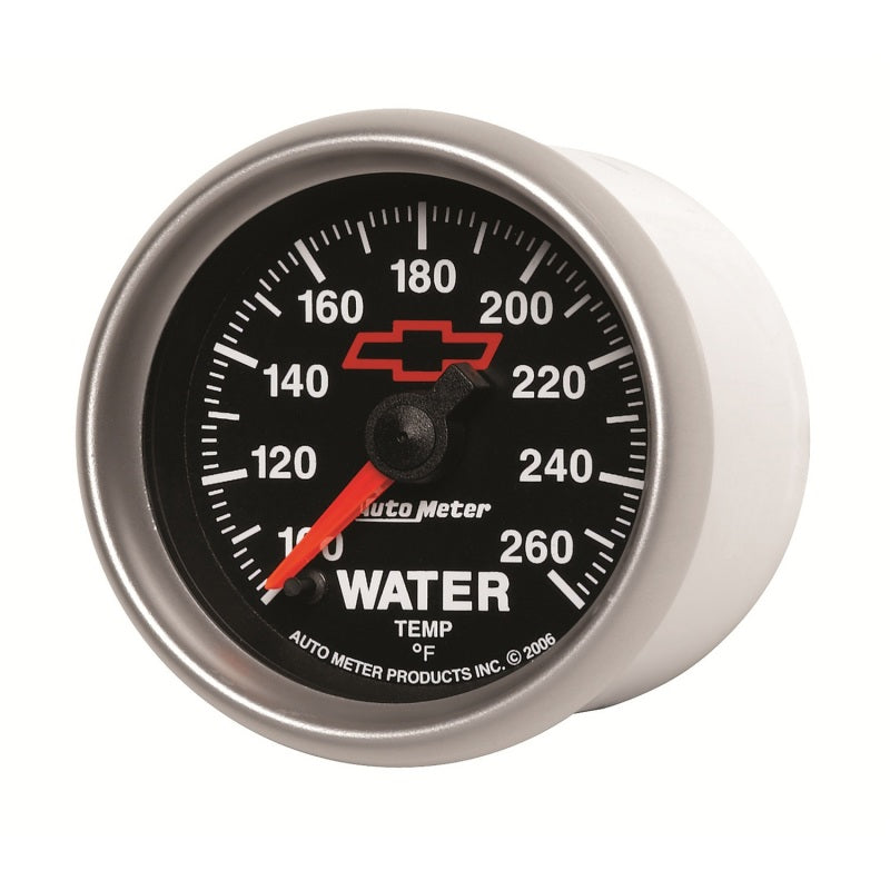 AutoMeter Gauge Water Temp 2-1/16in. 100-260 Deg. F Digital Stepper Motor Chevy Red Bowtie Black-thumbmail-2