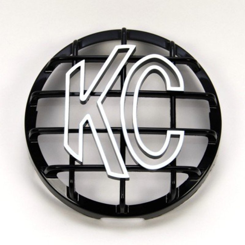 KC HiLiTES 6in. Round ABS Stone Guard for SlimLite/Daylighter Lights (Single) - Black/White KC Logo-thumbmail-1
