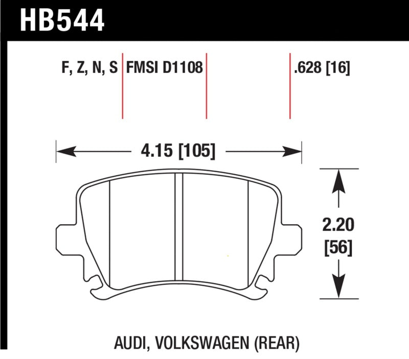Hawk Audi A3 / A4 / A6 Quattro Performance Ceramic Rear Brake Pads-thumbmail-1