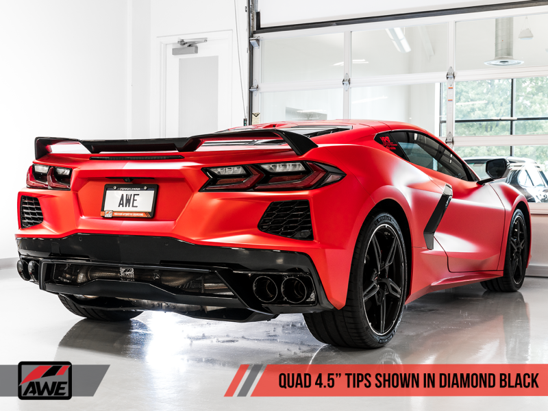 AWE Tuning 2020 Chevrolet Corvette (C8) Touring Edition Exhaust - Quad Diamond Black Tips-thumbmail-3