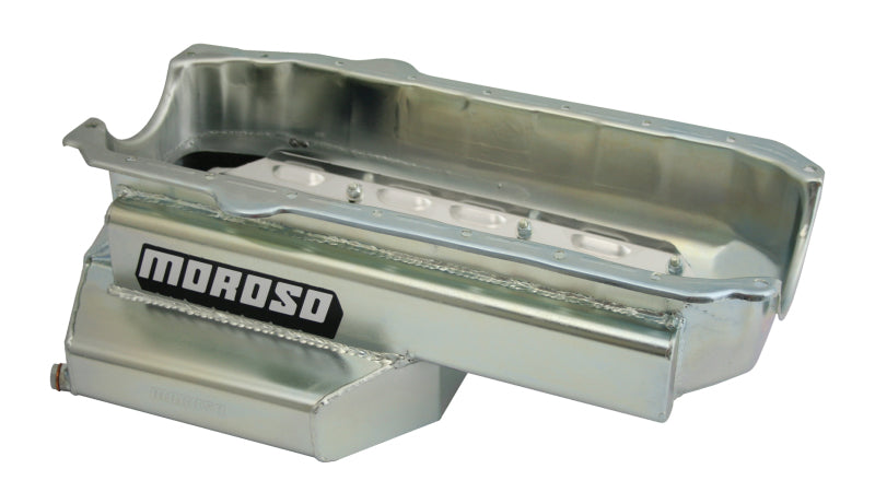 Moroso Pre-85 Chevrolet Small Block (w/Passenger Side Dipstick) Wet Sump 7qt 7-1/8in Steel Oil Pan-thumbmail-1