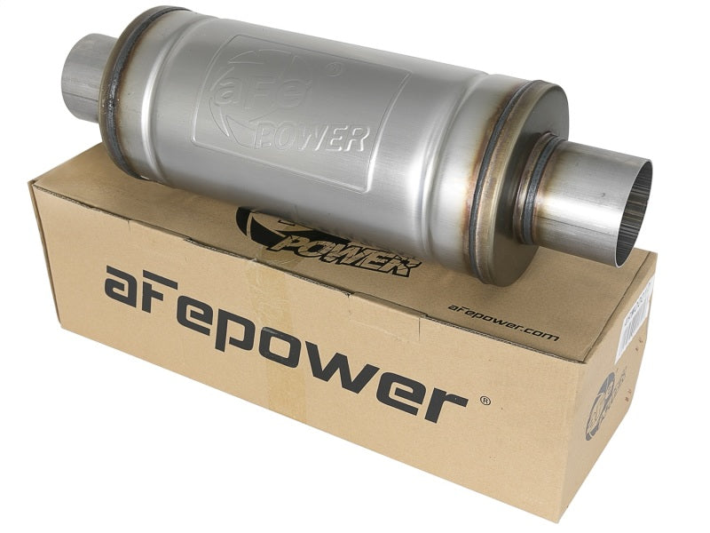 aFe MACH Force-Xp 409 SS Muffler 3in Center/Center 14in L x 6in Dia - Round Body-thumbmail-3