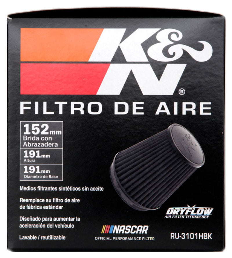 K&N Universal Rubber Filter Round Tapered 6in Flange ID x 7.5in Base OD x 5.25in Top OD x 8in Height-thumbmail-4