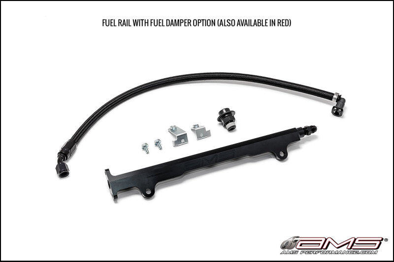 AMS Performance 08-15 Mitsubishi EVO X CNC Machined Aluminum Fuel Rail w/Pulsation Dampener - Black-thumbmail-1