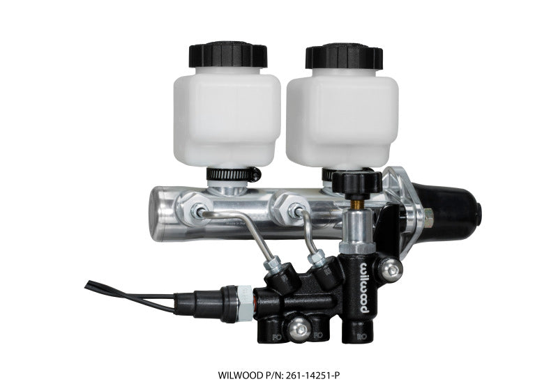 Wilwood Tandem Remote M/C Kit w L/H Brkt & Prop Valve - 1in Bore Ball Burnished-thumbmail-1