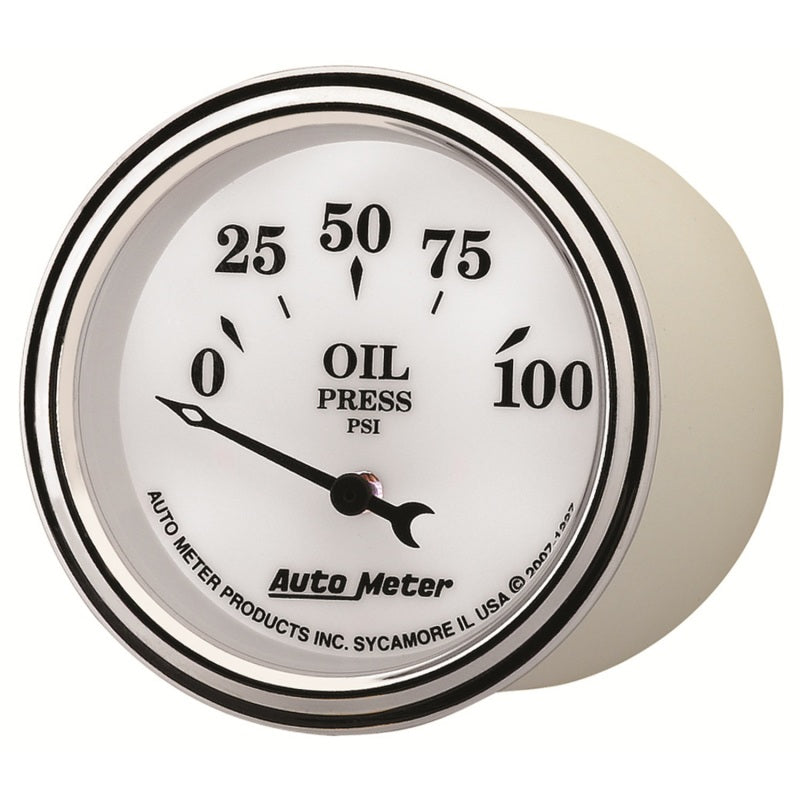 AutoMeter Gauge Oil Press 2-1/16in. 100PSI Elec Old Tyme White II-thumbmail-2