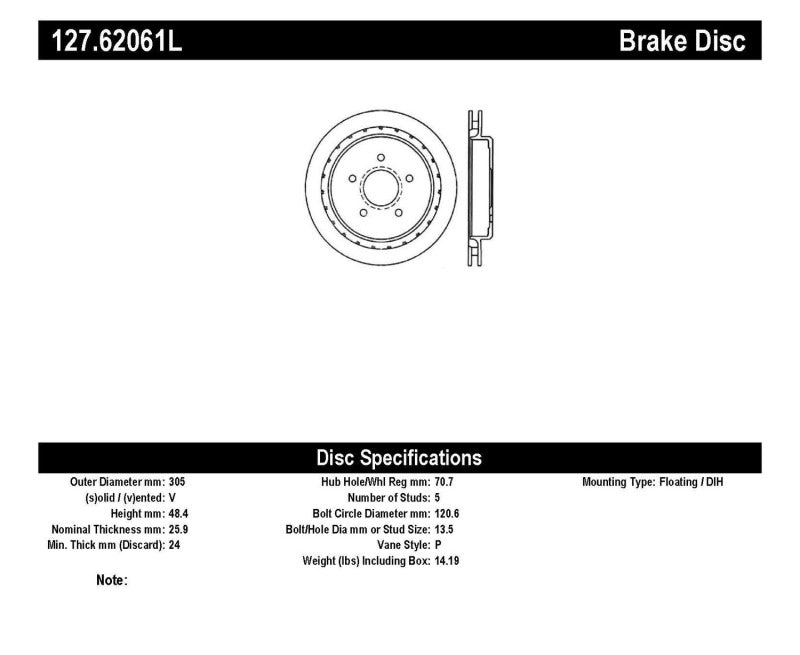 StopTech 97-10 Chevy Corvette Slotted & Drilled Rear Left Rotor-thumbmail-3