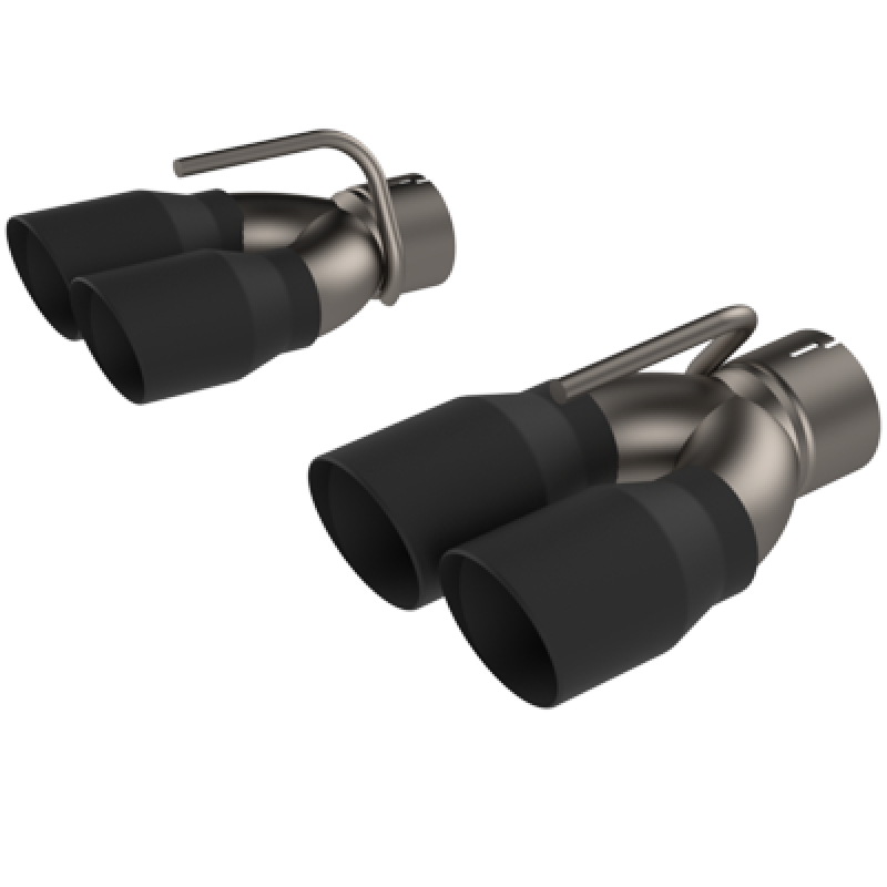 QTP 15-18 Dodge Challenger 5.7L 304SS Screamer Exhaust 3in Quad Tip Adapter w/Black Tips-thumbmail-1