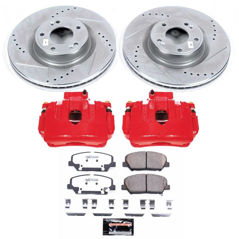 Power Stop 10-16 Hyundai Genesis Coupe Front Z26 Street Warrior Brake Kit w/Calipers-thumbmail-1