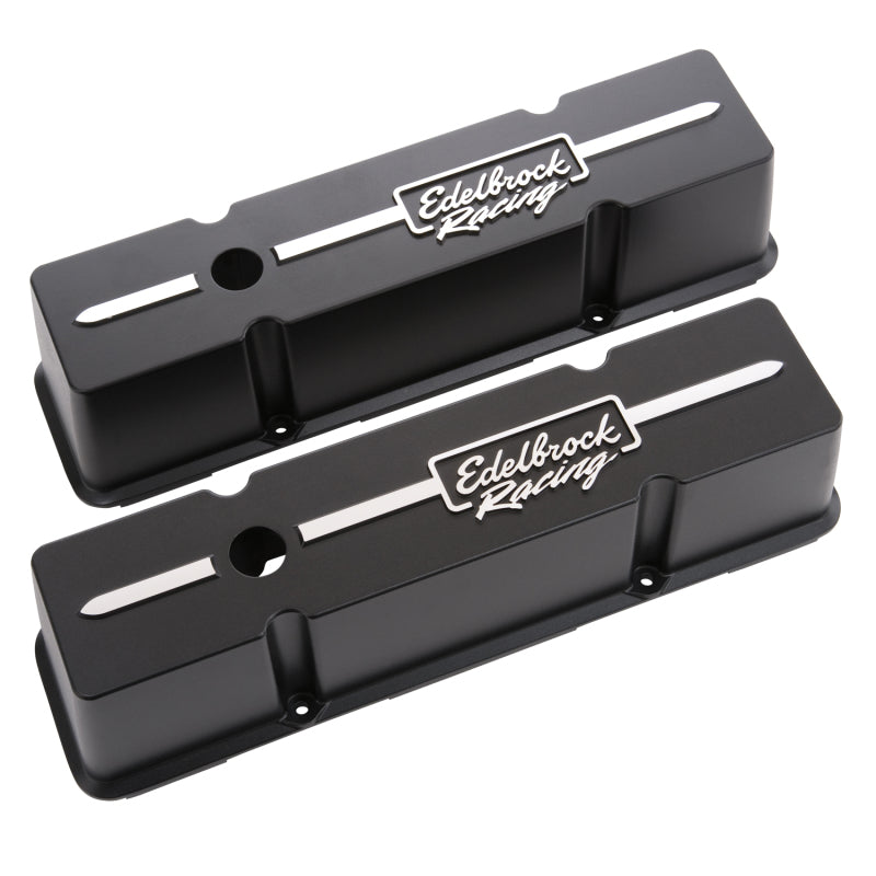 Edelbrock Valve Cover Racing Series Chevrolet 1959-1986 262-400 CI V8 Tall Black-thumbmail-3
