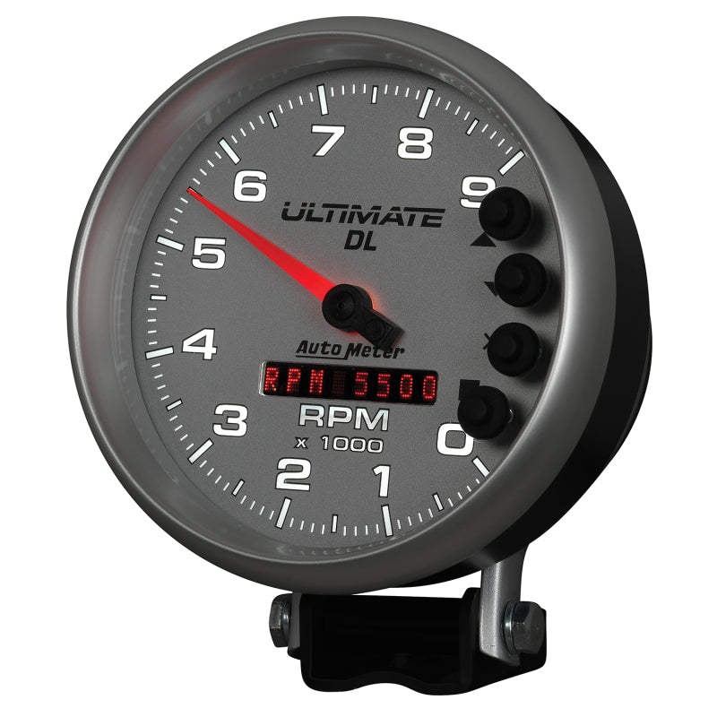 AutoMeter Gauge Tach 5in. 9K RPM Pedestal Datalogging Ultimate Dl Playback Silver-thumbmail-2