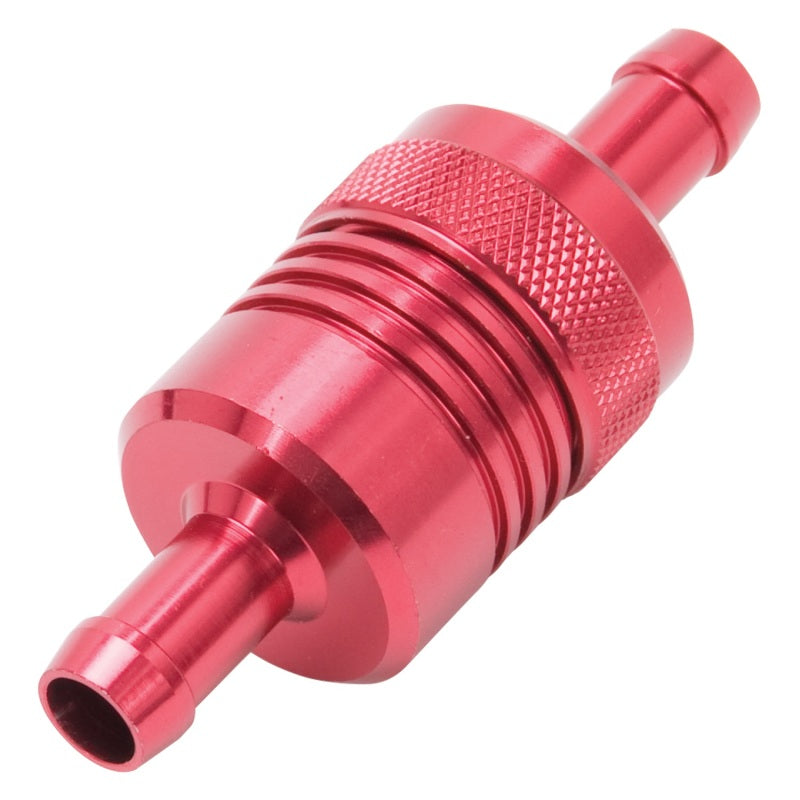Edelbrock Fuel Filter Aluminum 3In X 01/ 1/8In 3/8In Inlet/Outlet Red-thumbmail-3
