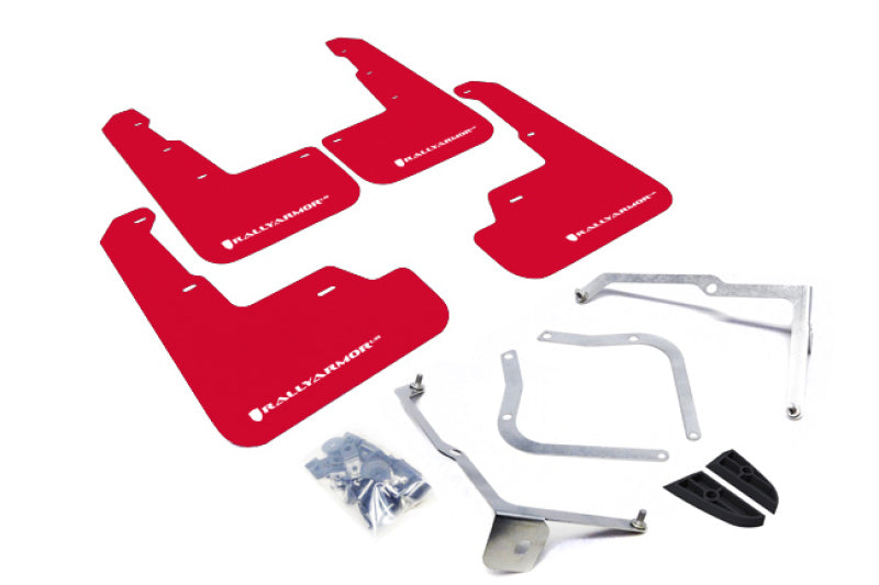 Rally Armor 15-21 Subaru WRX/STI (Sedan ONLY) Red UR Mud Flap w/ White Logo-thumbmail-1