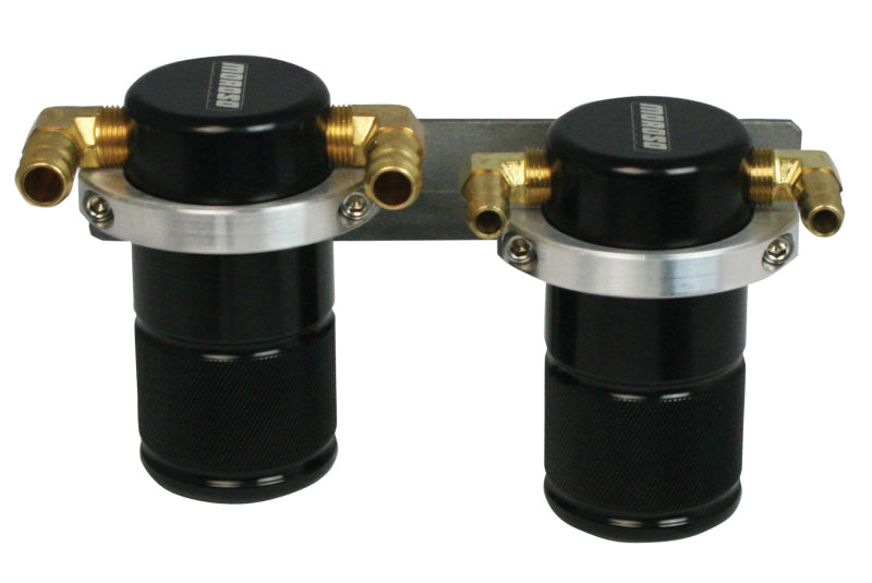 Moroso 04-07 Subaru STi/06-07 WRX Air/Oil Separator Catch Can - Small Body - Billet Aluminum - Black-thumbmail-1