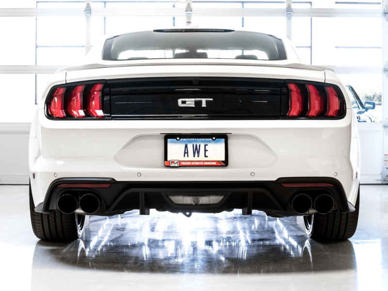 AWE Tuning 2018+ Ford Mustang GT (S550) Cat-back Exhaust - Touring Edition (Quad Diamond Black Tips)-thumbmail-2