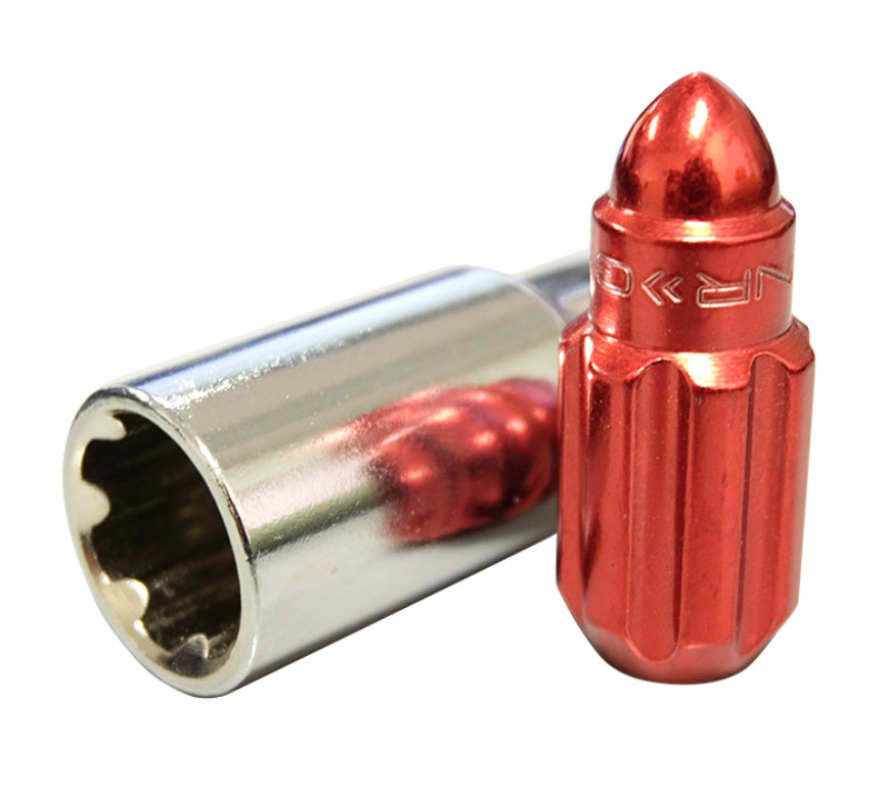 NRG 500 Series M12 X 1.5 Bullet Shape Steel Lug Nut Set - 21 Pc w/Lock Key - Red-thumbmail-4