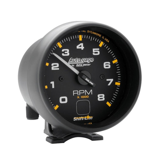 Autometer AutoGage 3-3/4in Pedestal Tachometer 0-8000 RPM Black/Black w/ Shift Light