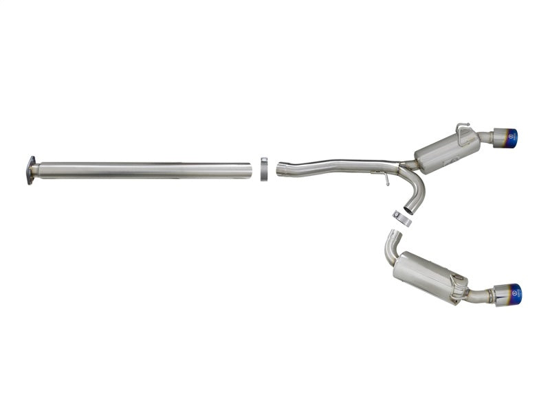 aFe Takeda 3in. to 2.5in. 304 SS C/B Exhaust 08-15 Mitsubishi EVO I4-2.0L (t) - Blue Flamed Tips-thumbmail-2