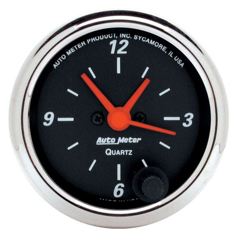 Autometer Designer Black 2-1/16in Analog 12 Hour Clock