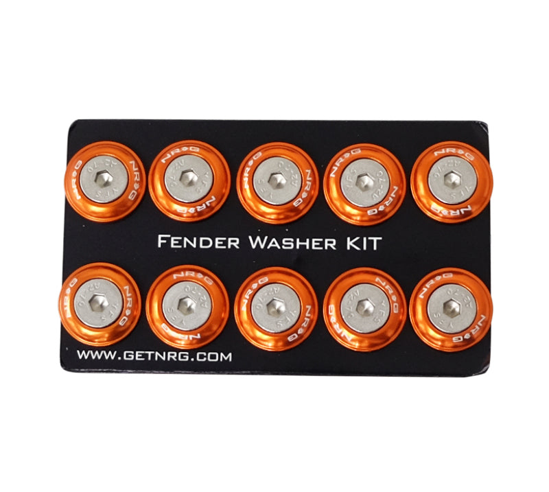 NRG Fender Washer Kit w/Rivets For Plastic (Orange) - Set of 10-thumbmail-1