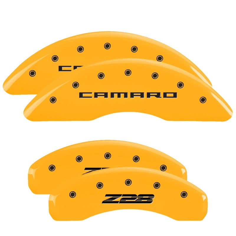 MGP 4 Caliper Covers Engraved Front Gen 5/Camaro Engraved Rear Gen 5/Z28 Yellow finish black ch-thumbmail-2