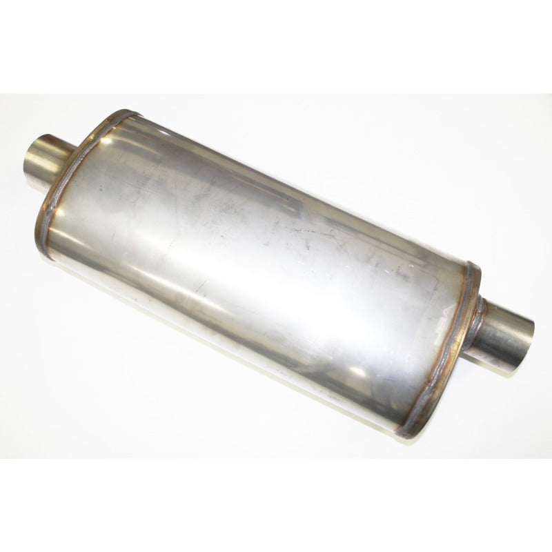 JBA Universal Straight-Through Style 304SS Muffler 18x8x5 2.5in Inlet Diameter Offset/Center-thumbmail-2